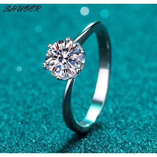 Women Classic 925 Silver Platinum Plated 0.5-1 ct Pass Diamond Tester Brilliant Cut D Color Moissanite Twist Arm Snowflake Ring