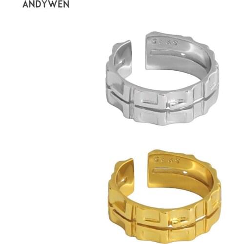 ANDYWEN 925 Sterling Silver Big Resizable Rings Large Adjustable Rings Women Fashion Fine Jewelry 2021 Gift Wedding Round