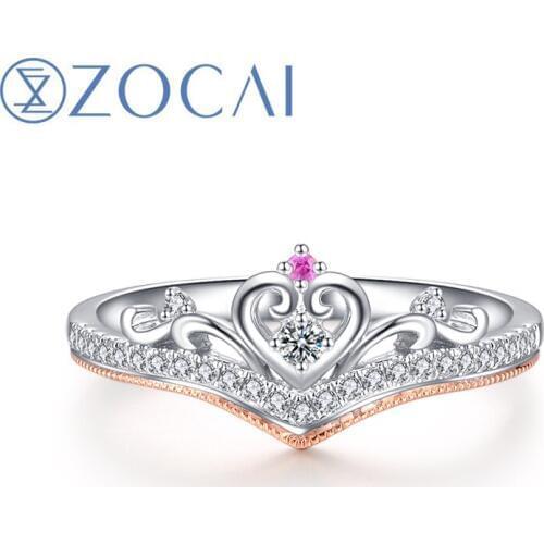 ZOCAI brand new design crown engagement ring real natural certificated 0.13 CT diamond wedding ring JBW01082 free shipping
