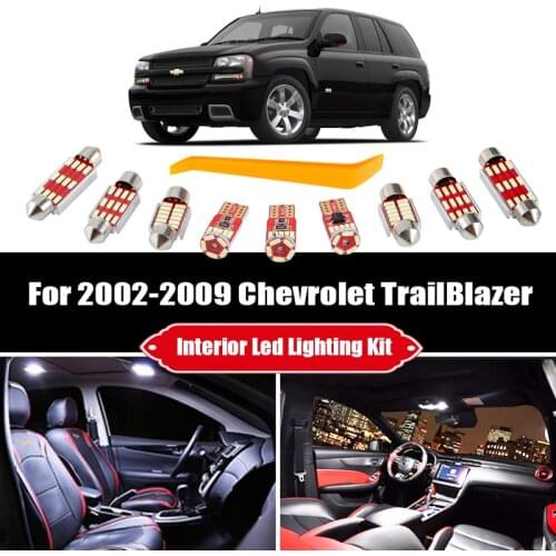14 Bulbs For 2002-2007 2008 2009 Chevrolet TrailBlazer White Interior LED Car Map Door Light Kit Ceiling Trunk License Lamp