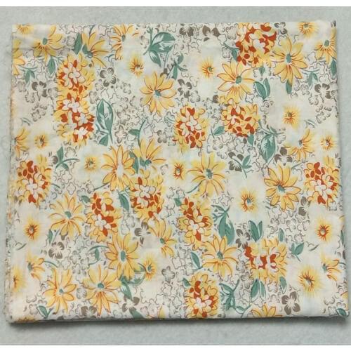 145cm Width Yellow Chrysanthemum Flower Printed Cotton Poplin Fabric Floral Patchwork Textile Tilda Cloth Patchwork fabric for s