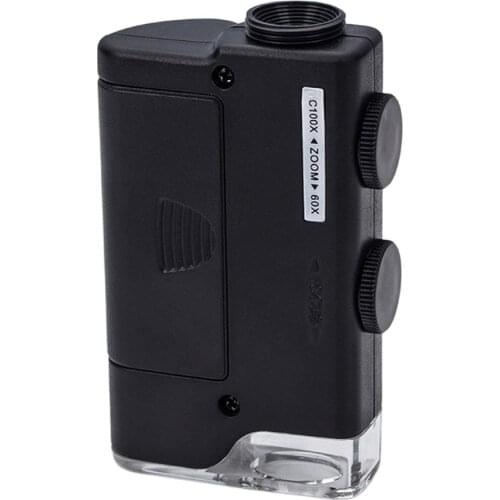 60X/100X Mobile Phone Microscope With Cell Phone Clip Pocket Magnifying Glass LED UV Light Jade Identification