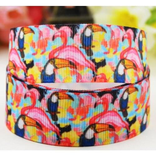 7/8'' 22mm,1" 25mm,1-1/2" 38mm,3" 75mm Flamingo Cartoon Character printed Grosgrain Ribbon party decoration X-02011 10 Yards