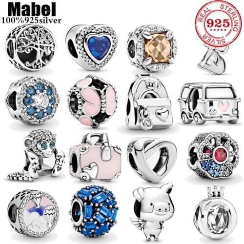 925 Sterling Silver Dumbo and Mrs. Jumbo clover butterfly flower DIY fine beads Fit Original Pandora Charm Bracelet Jewelry F039