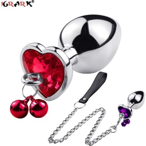 S M Size Anal Plug Stainless Steel Butt Plug With Bell Crystal Pendant Prostate Massager Sex Toys For Woman Men Adult SM Games