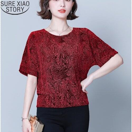 Shiny Sequin Blouse Plus Size Glitter Shirt Tops Fashion New Elegant Tunic Women Blouses Red Golden Shine Womens Blouses 14083