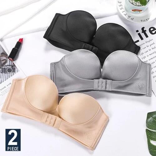 FINETOO Sexy Women V-Neck Bras Padded Massage Brassiere Push Up Woman Bralette S-XL Tops Girls Underwear Backless Bras For Woman