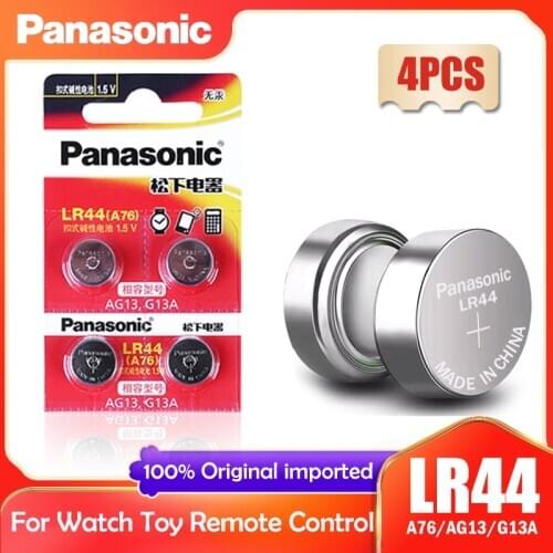 4PCS Panasonic LR44 LR 44 A76 AG13 1.5V Button Cell G13A LR44 LR1154 SR1154 357A SR44 SR44SW SR44W GP76 Toy Watch Clock Battery