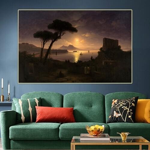 Citon Ivan Aivazovsky《The Bay of Naples》Canvas Oil Painting Artwork Poster Decorative Print Picture Wall Decor Home Decoration