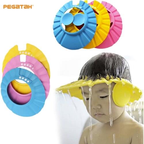 Childrens baby bath shower cap shampoo bath cap adjustable EVA cap waterproof eye protection earmuff headgear shampoo cap