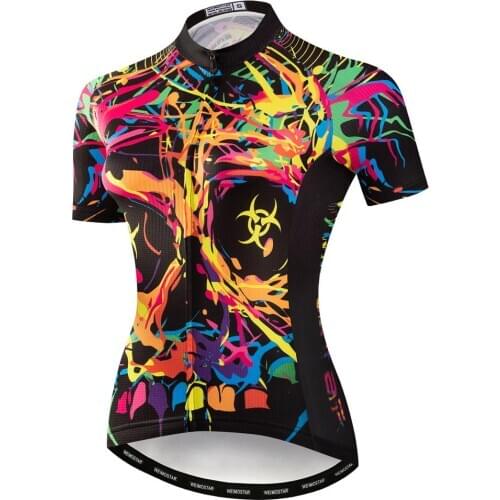 Cycling jersey Women Bike jerseys Short sleeve 2020 MTB Top Maillot Pro Team Summer racing Road Mountain sports shirt Skull