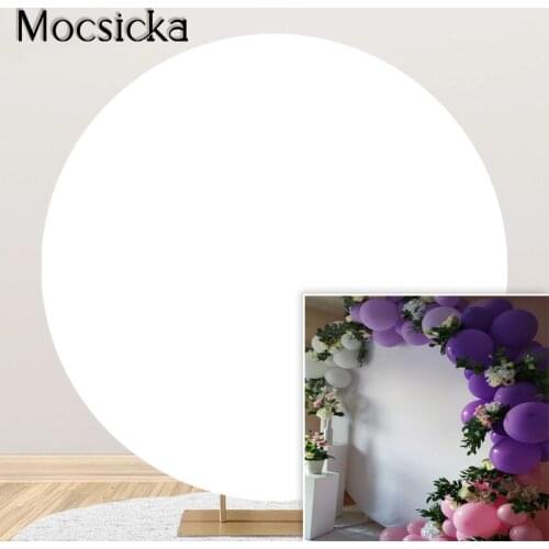 Mocsicka White Round Circle Backdrop Cover Wedding Baby Shower Birthday Party Photoshoot Custom Elastic Photo Background Banner