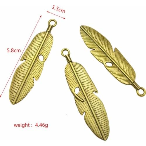 JunKang 2 Color Feather Leaf Wing Pendant DIY Making Necklace Rosary Tassel Jewelry Crafts Jewelry Connector Accessories