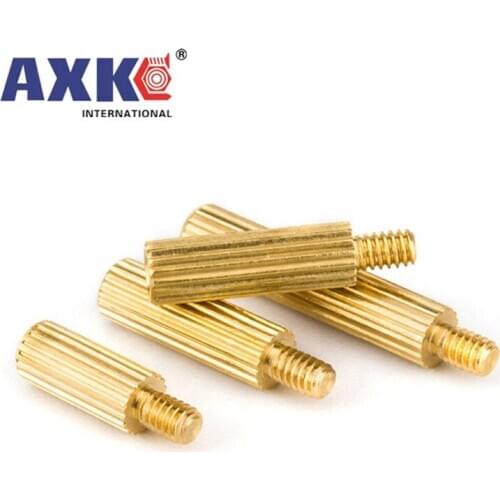 50pcs Solid Brass Copper M2 Round Standoff Spacer Support Pillar Column M-F F-F Male-Female Female For PCB Board length=3-35mm