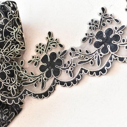 1Yard Lace Trims Gifts Wedding Crafts Decoration Lace Fabric DIY Hometexile Garment Sew Accessories Black Lace Trim Applique