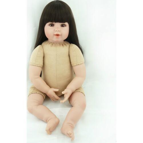 20 Inch Soft Silicone Reborn Baby Dolls Body Real Gentle Touch DIY Collect Doll Toys Long Human Hair Puzzle Toys Christmas Gifts
