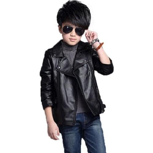 Spring Autumn Jacket pu Leather Zipper Coat Jacket For Girls Boys 3-10Yrs Fashion Solid Children Clothing Outerwear Baby kids