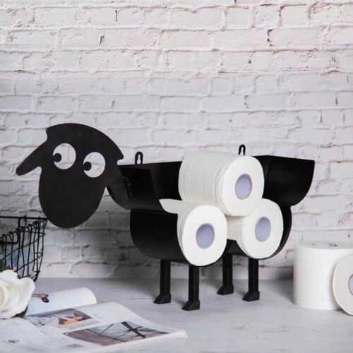 Metal Free Standing Toilet Tissue Holder Space Saving Dog Sheep Shaped Roll Paper Decorative Rack Bathroom Product
