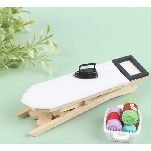 Dollhouse Miniature Furniture Ironing Board Scene Set Model For Doll House Home Decor Kids Play Toys