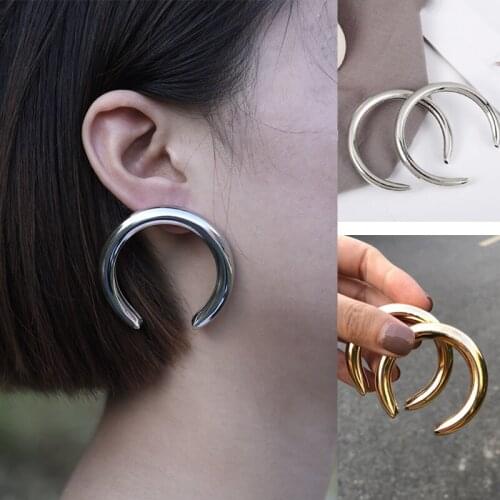 Fashion temperament contracted letter retro earring cream-colored geometric C shape earrings design earrings for women