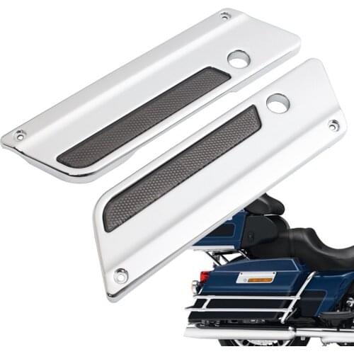 Motorcycle ABS Chrome Hard Saddlebag Latch Cover Smoke Reflector Decal Sticker For Harley Touring Road King Street Glide FLH
