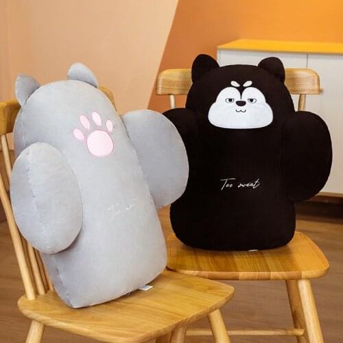 Cartoon Plush Animal Waist Pillow Lovely Cat Husky Fruit Bedside Cushion for Adult Kids Office Rest Toy