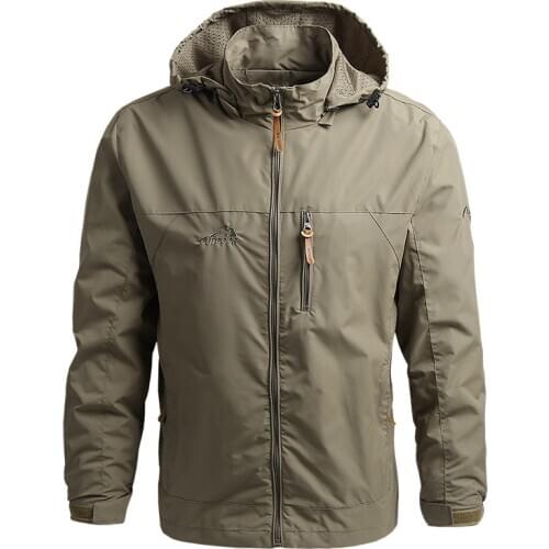 Men Jacket with Detachable Hat Water Resistance Lightweight Coat for Men Outdoor Sport Spring and Autumn
