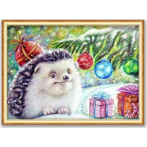 Animal Hedgehog DIY Cross Stitch Embroidery 11CT Kits Craft Needlework Set Cotton Thread Printed Canvas Home Decoration Hot Sell
