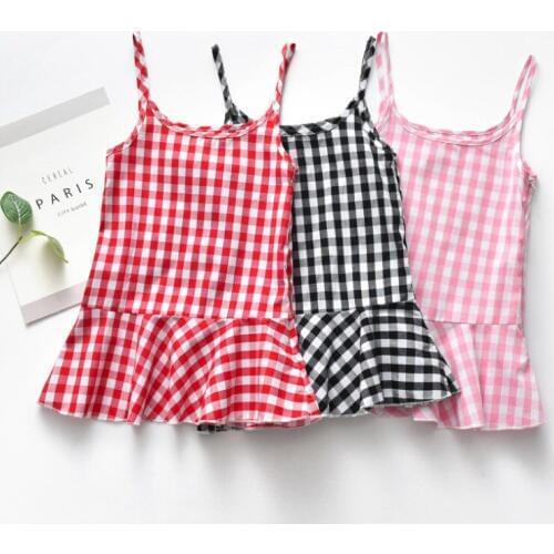 New Baby Girls Vest Dress For Summer Fashion Plaid Kids Infant Toddler Sundress Princess Ruffles Dresses Children Clothes
