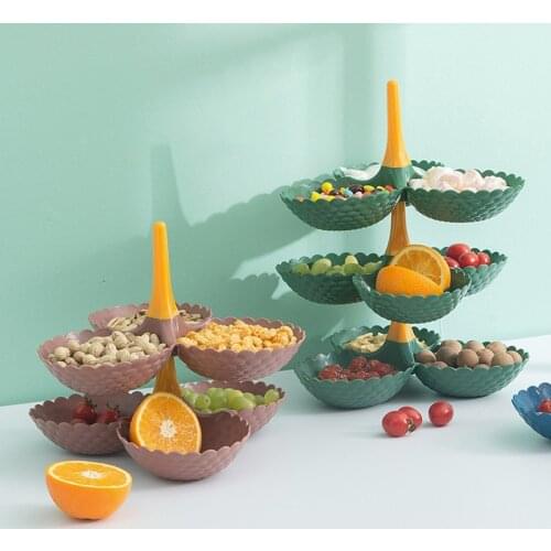 New Fruit Snacks Storage Rack Food Dessert Cake Organizer Display Bowl Rotating Home Decor Container Candy Cosmetics Storage Box