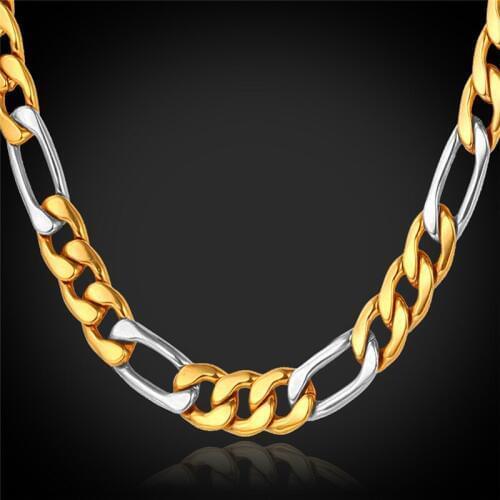 Necklace Men Jewelry Gold Color Stainless Steel 8MM 56CM Chains Vintage New Fashion Jewelry Figaro Chain GN918