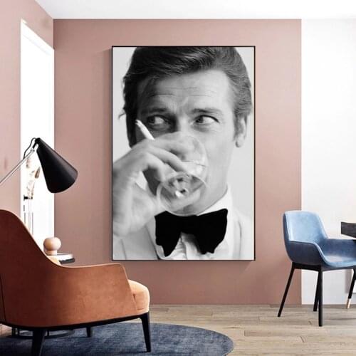 Roger Moore James Bond Celebrity Poster Canvas Print Art Wall Painting Home Decoration Gift