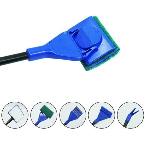 Blue PVC Multifunctional Lightweight 5 in 1 Fish Tank Aquarium Scrubber durable Cleaning Brush Algae Scraper Gravel Remover