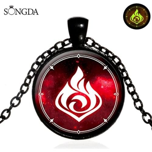 SONGDA Anime Genshin Impact Pendant Necklace Venti Paimon Player Luminous Glow Necklace for Men Women Jewelry Decorations Gifts