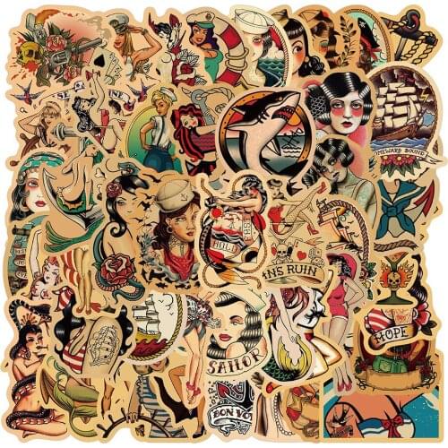 10/30/50PCS Retro Sexy Girl Graffiti Stickers Car Motorcycle Travel Luggage Phone Guitar Laptop Classic Toy Cartoon Decal Gift