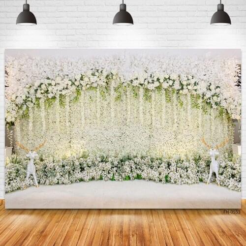 Wedding White Yellow Blossom Floral Wall Party Photography Backgrounds Flowers Decoration Backdrops For Photo Studio Photophone