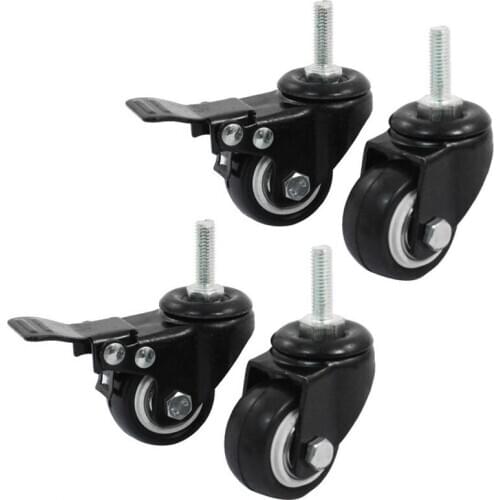 Shopping Wheel Trolley Brake Swivel Caster, 1.5-Inch, Black, 4-Piece