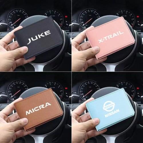 Universal card bag PU Leather Solid Cover for Nissan nismo Qashqai tiida X-trail leaf navara Juke almera Car Driving Documents