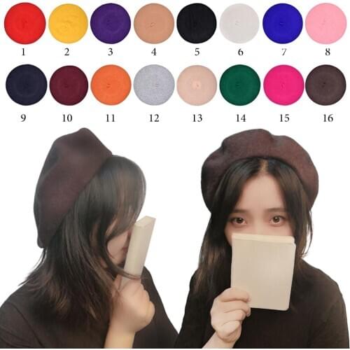 French Style Vintage Womens Beret Plain Cap Beanie Hat Girls Wool Warm Winter Hat Beret Women Femme Hats Caps Christmas Caps 4