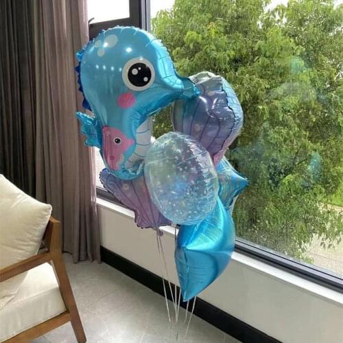 Hippocampus Balloons Foil Jellyfish Balloon Transparent Shell Globos Ocean Theme Childrens Birthday Party Wedding Decorations