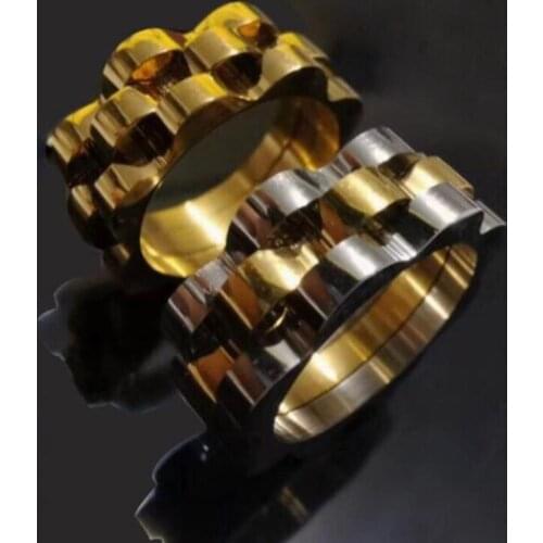 Top Quality Gear Style Stainless Steel Ring Silver Gold Tone Knuckle Ring For Men Women Brand Jewelry