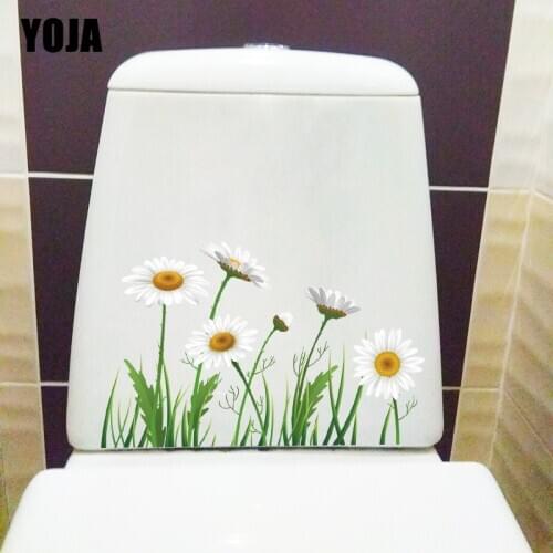 YOJA 27.9CM×17.6CM Fresh Daisy Fashion WC Toilet Stickers Kids Room Wall Decor Home Accessories T1-2606