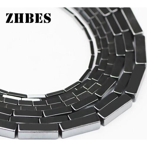 ZHBES Natural Stone Rectangle cuboid Black Cube Hematite Spacers Geometry Loose Beads For Jewelry Making DIY Bracelets Findings