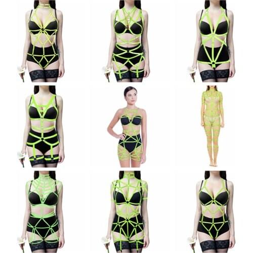 Pentagram Harness Women Straps Bra Garter Belts Waist To Leg Body Bondage Cage Sexy Underwear Suspender Belts Fetish Accessories