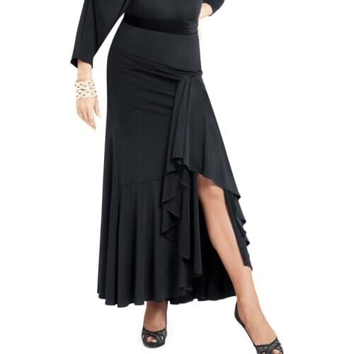 New Ballroom Dance Clothes Adult Modern Big Skirt Hem Practice Dress Club Prom Performance Costume Ladies Waltz Black Skirt 739