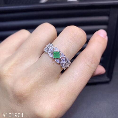 KJJEAXCMY boutique jewelry 925 sterling silver inlaid natural emerald womens luxury ring support detection