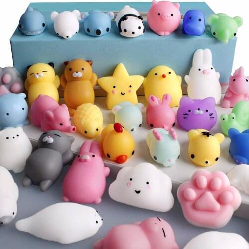 10Pcs Cute Mochi Toys Mini Slow Rising Squeeze Squishy Soft Animal Party Easter Funny Gifts For Kids Kawaii Stress Relief Toy