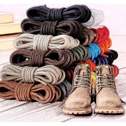 2 Pairs Solid Round Pure Round Shoelaces Beige Laces Durable Polyester Lace Boots Martin Boots Hiking Snow Lace Shoes