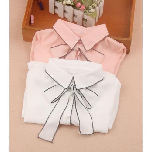 2019 Autumn gilrs clothes children dlothing girls blouse child shirts chiffon white blouse cute bow blusas kids clothes 2-16Y