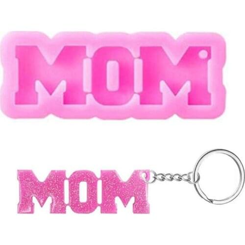 4 Pcs Resin Keychain Molds MOM Shape Decorations Pendant Silicone Mold for DIY Gift Jewelry Crafts for MOM